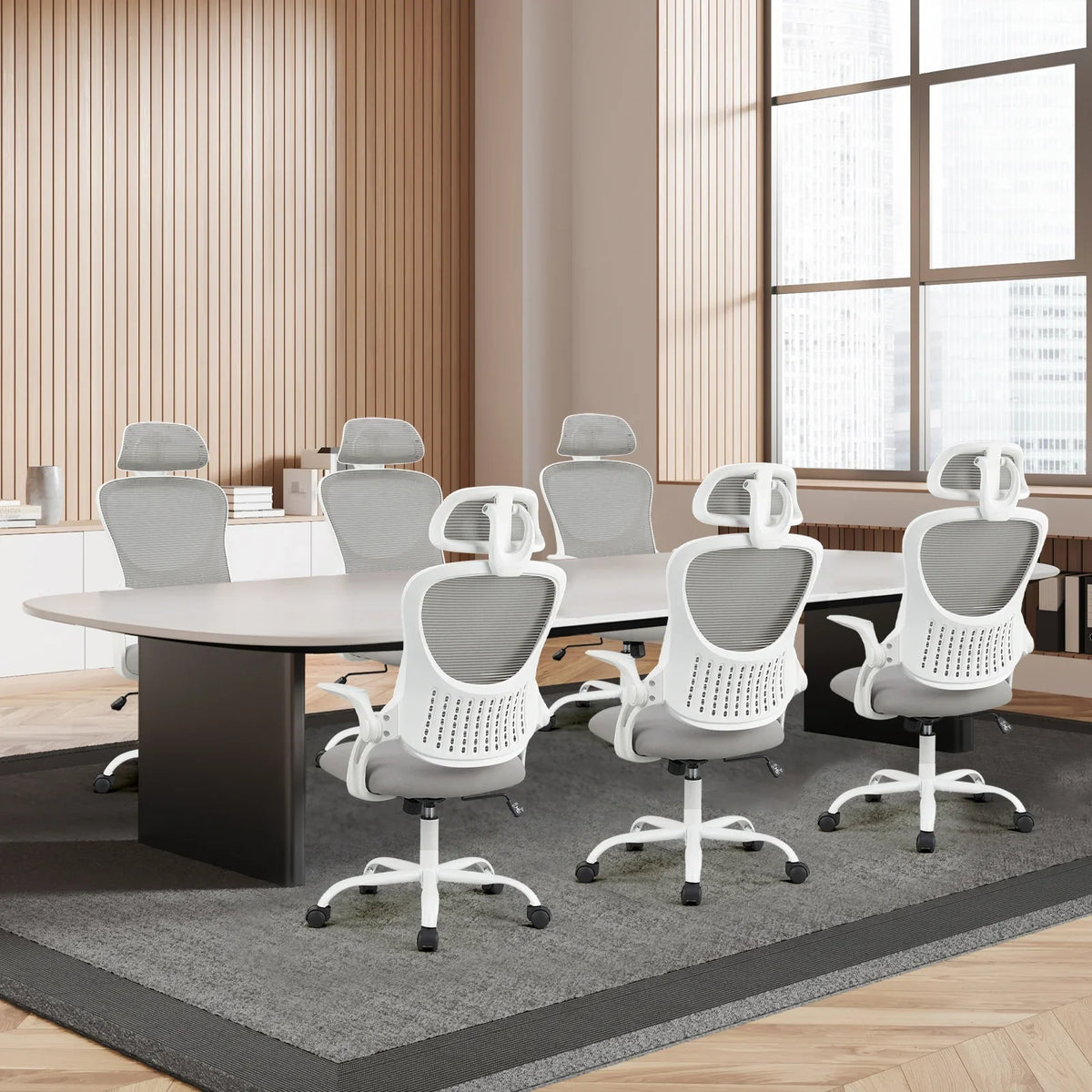 Dovelina Ergonomic Office Chair with Headrest, Adjustable Task Chair with Flip-Up Armrests