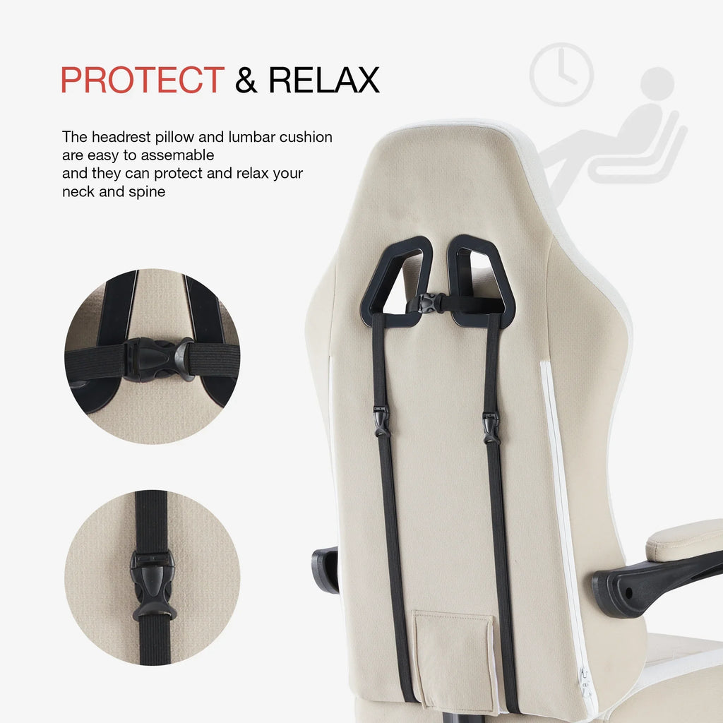 MCQ Ergonomic Swivel Gaming Chair with Headrest Lumbar Support for Home Office, Black and Grey