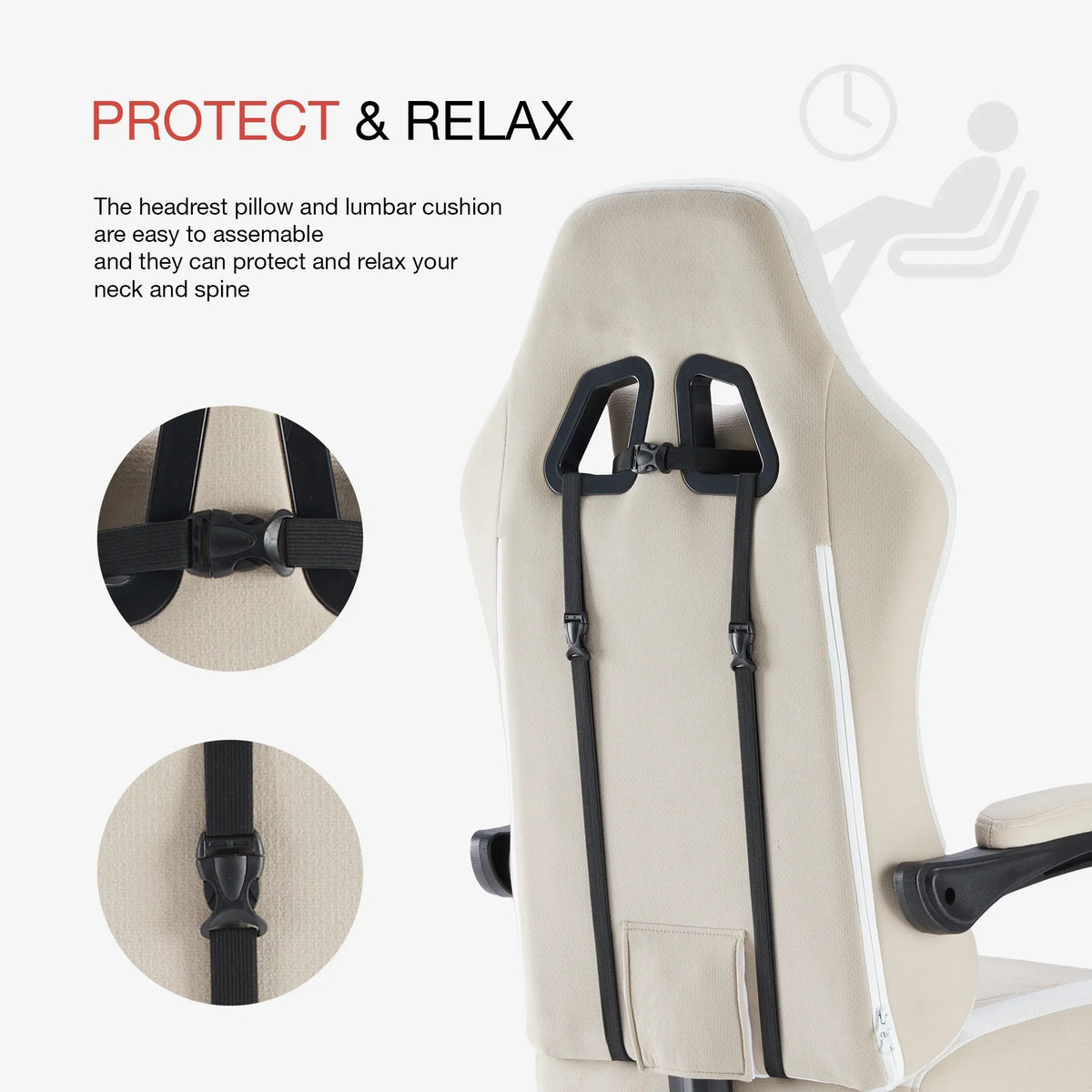 MCQ Ergonomic Swivel Gaming Chair with Headrest Lumbar Support for Home Office, Black and Grey
