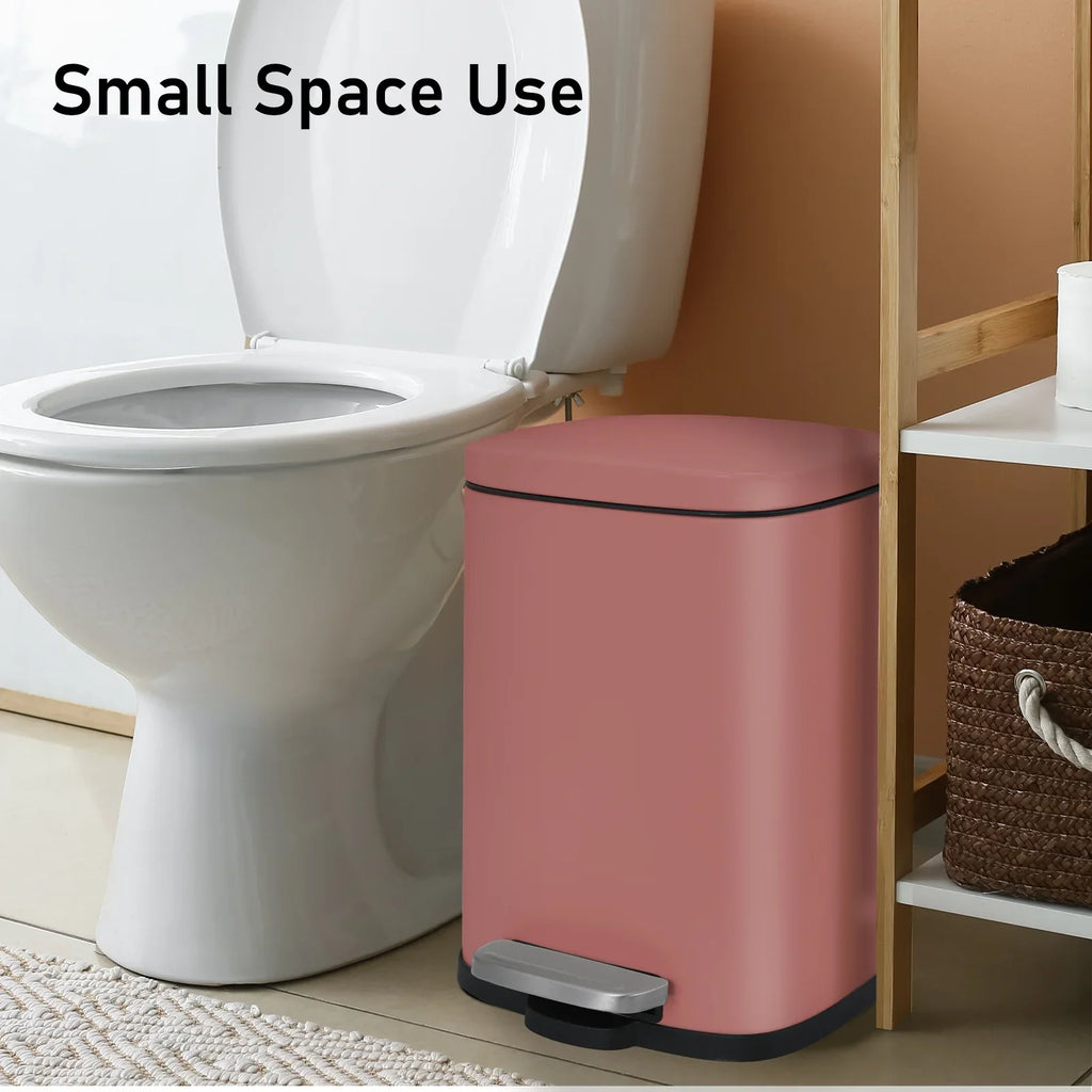 Arlopu Step Trash Can Combo Set, 13.2 Gallon & 1.3 Gallon, Stainless Steel Garbage Bin with Foot Pedal for Kitchen, Home, Office, Soft-Close Lid