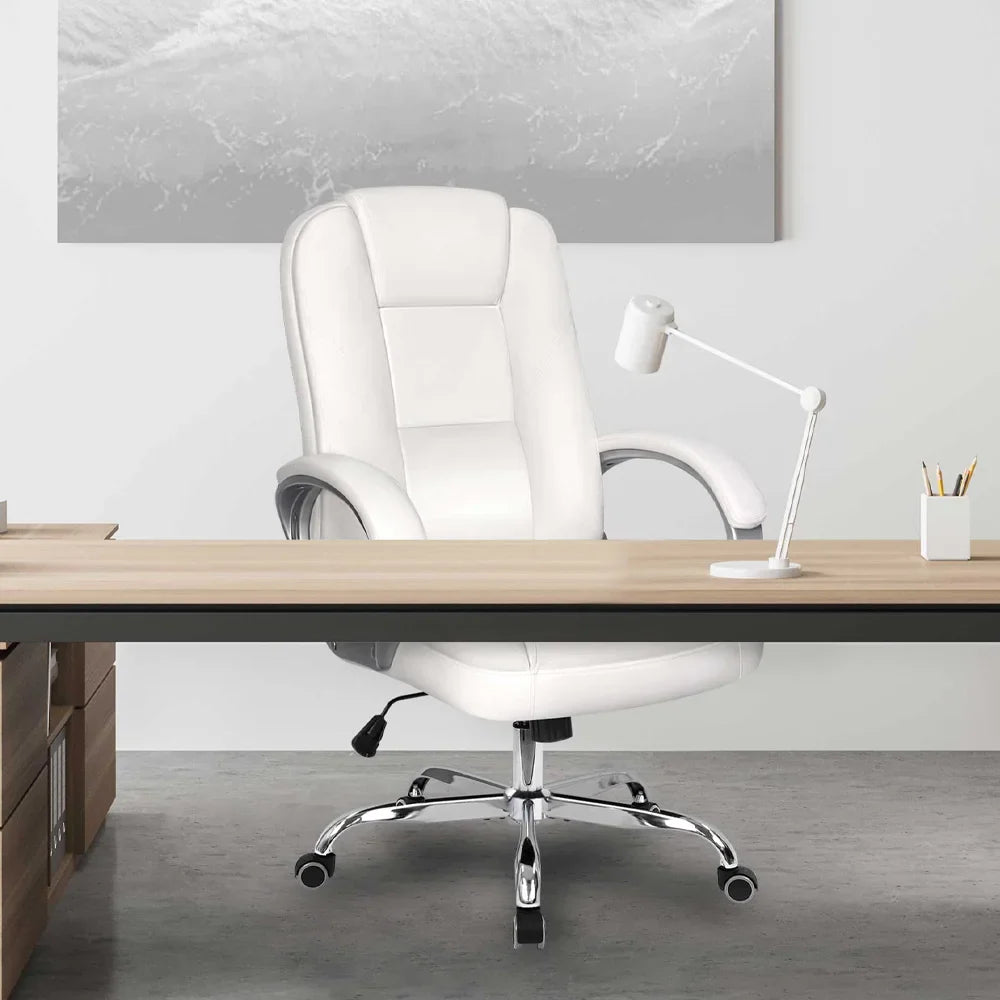 NEO CHAIR Home Office Chair, Heavy Duty Leather Office Chair, Ergonomic High Back Cushion Lumbar Back Support, Computer Desk Executive Chair for Work, 8 Hours Comfort, Jet Black