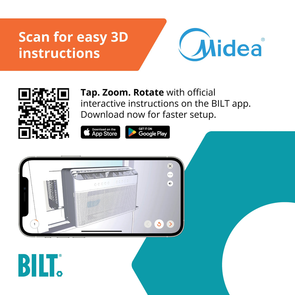Midea 8,000 BTU Smart Inverter U-Shaped Window Air Conditioner, MAW08W1QWT-T, Updated