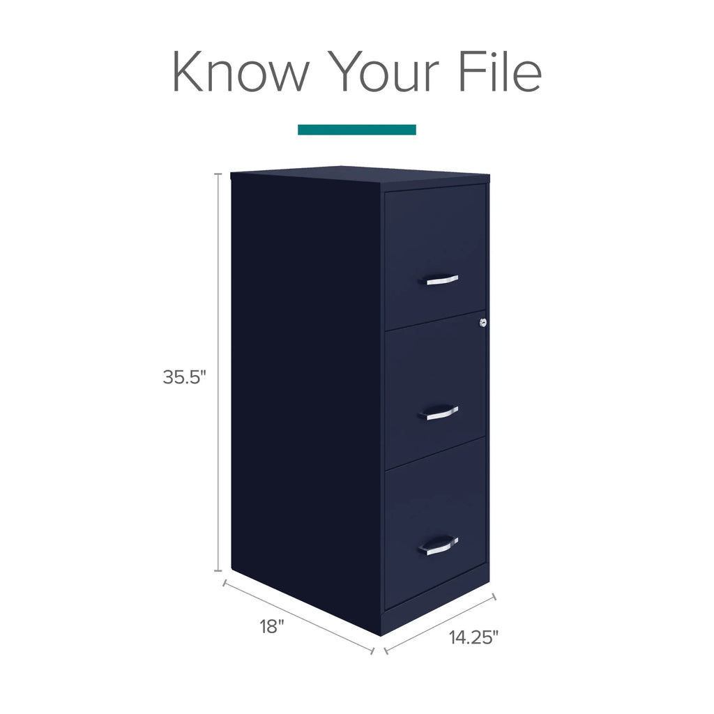 Space Solutions 18" Deep 3 Drawer Smart Letter Width Vertical File Cabinet, Navy