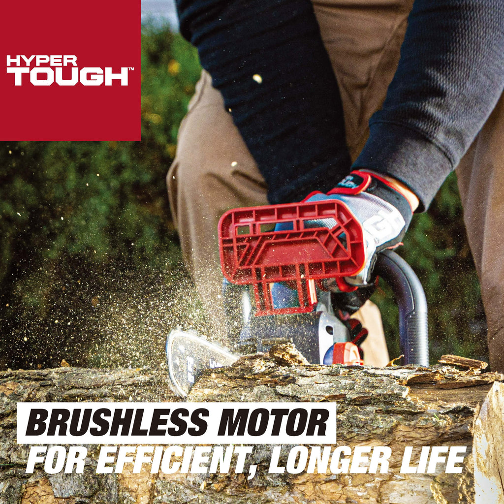 Hyper Tough 20V 4.0Ah Battery Powered 12in Brushless Chainsaw, HT22-401-03-03