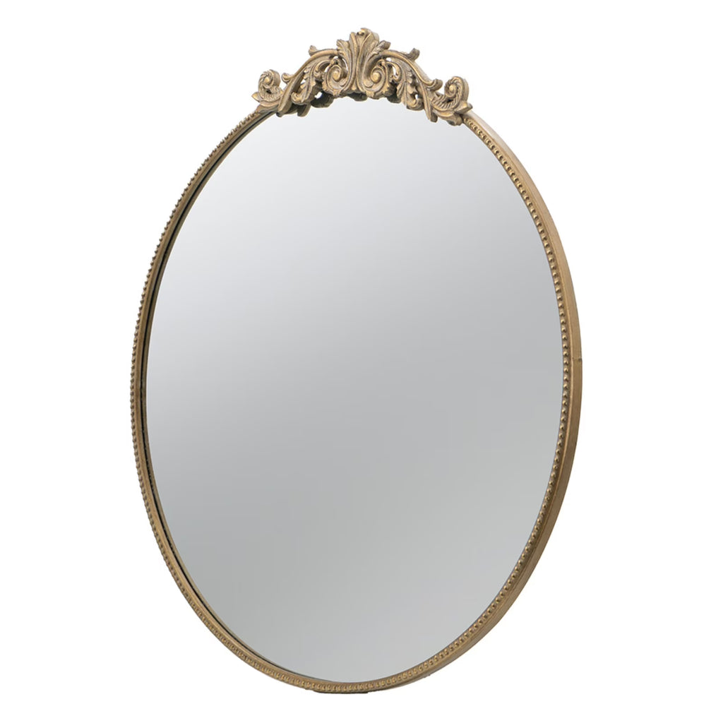 Gallan 36x 39 Inch Oval Gold Mirror, Wall Mounted Mirror with Metal Frame, Suitable for Bathroom, Living Room, Bedroom