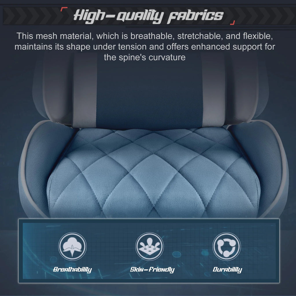 Homall Gaming Chair Fabric Computer Chair Massage Game Chair Cloth Office Chair with Headrest, Lumbar Support & Footrest,Gray