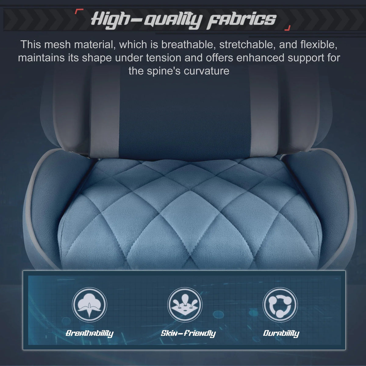 Homall Gaming Chair Fabric Computer Chair Massage Game Chair Cloth Office Chair with Headrest, Lumbar Support & Footrest,Gray