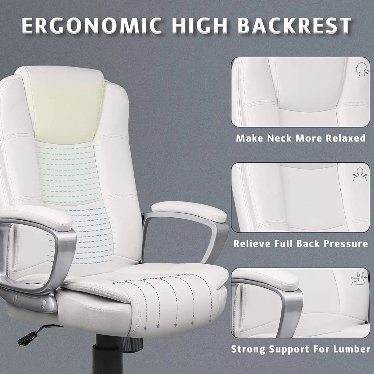 Waleaf Home Office Chair, 400LBS 8Hours Heavy Duty Design, Ergonomic High Back Cushion Lumbar Back Support, Computer Desk Chair, Big and Tall Chair for Work