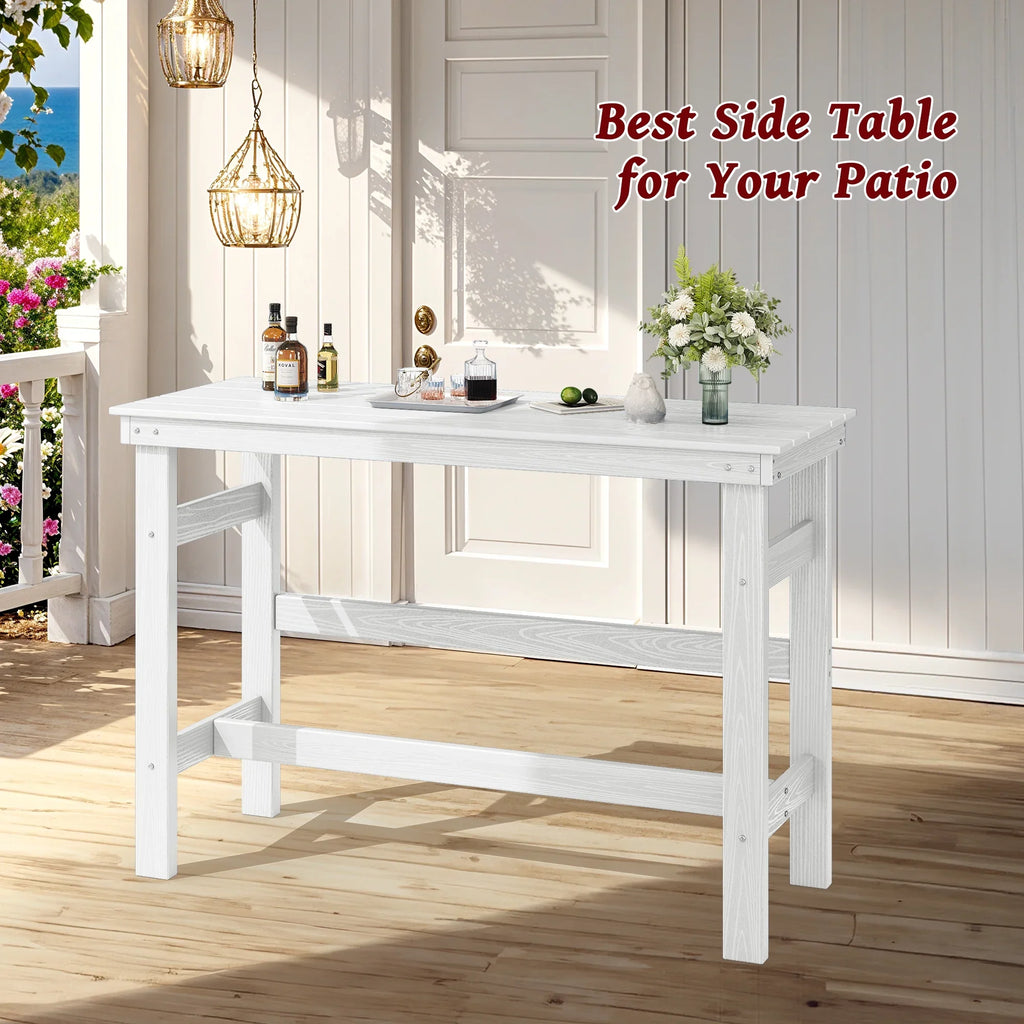 SERWALL 41" Outdoor Bar Table, HDPE All Weather Adirondack Outdoor Bar Height Table, Navy