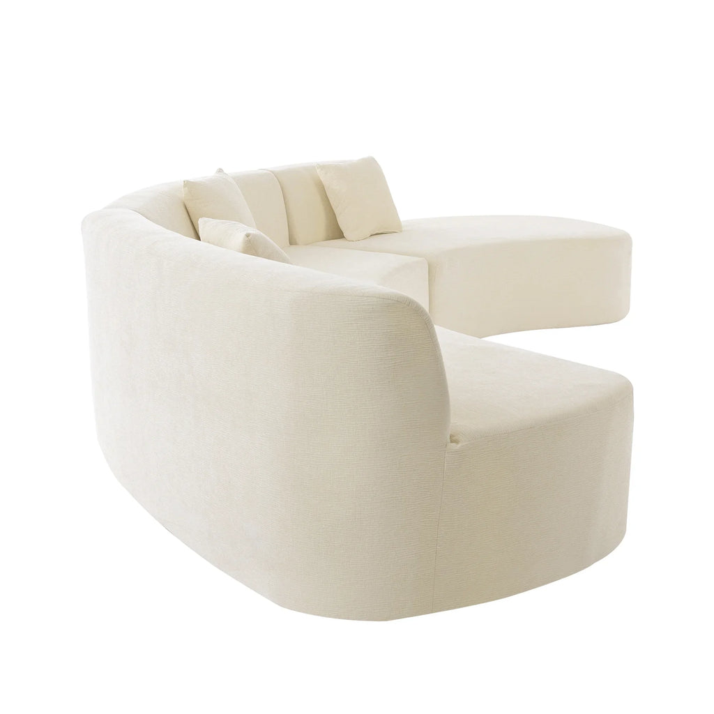 Harper & Bright Designs Modern Curved Floor Sofa Set, Modular Sectional Sponge Couch for Living Room, 2 PC Free Combination No Assembly Foam-Filled Sofa, Beige