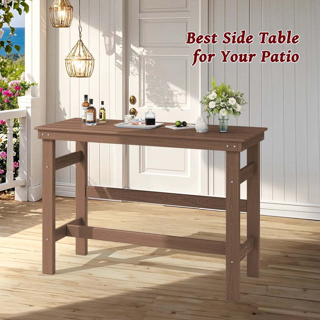 SERWALL 41" Outdoor Bar Table, HDPE All Weather Adirondack Outdoor Bar Height Table, Navy