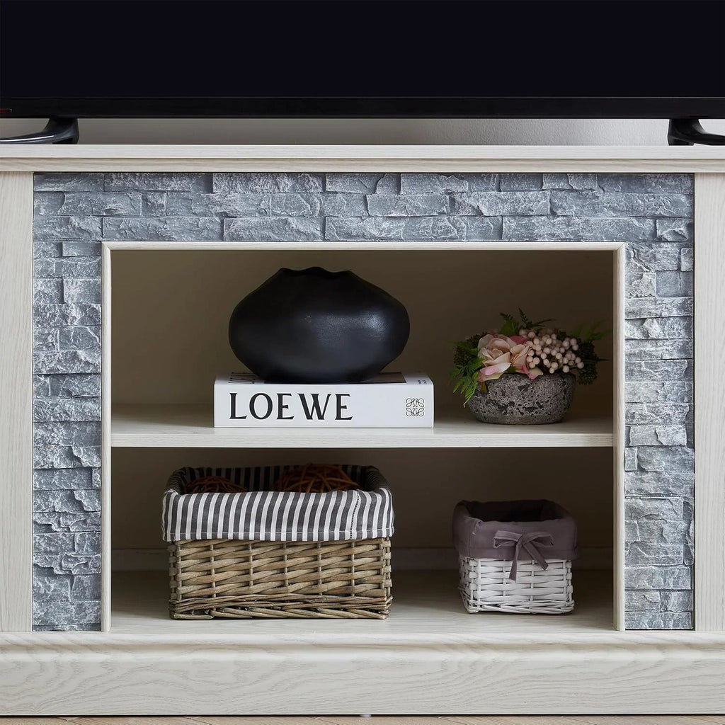 70 Inch TV Stand for TVs up to 80 Inch, Entertainment Center with Storage for Living Room, TV Console for Bedroom, Media Console for 40/50/55/60/65/70/75/80 Inch TV, White