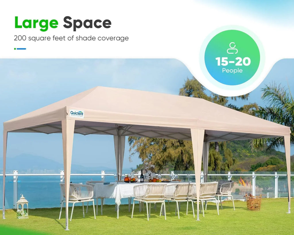 Quictent 10x20ft Easy Pop up Canopy Tent Instant Outdoor Canopy Shelter Folding Party Tent, White