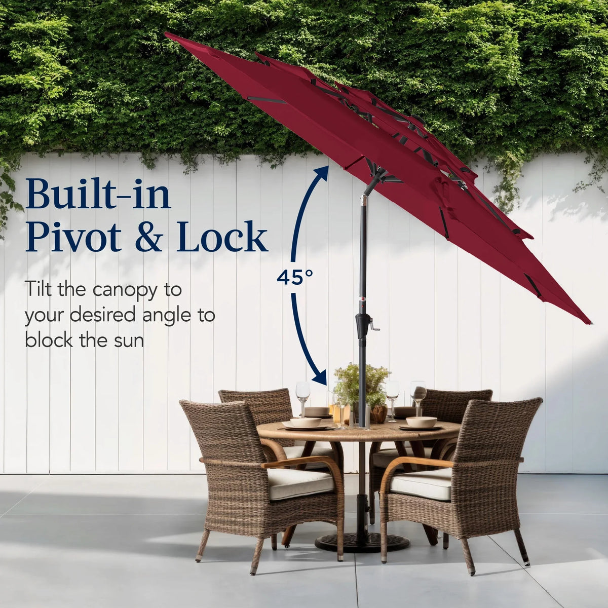 Best Choice Products 10ft 3-Tier Patio Umbrella, Market Sun Shade w/ Tilt Adjustment, Easy Crank - Red