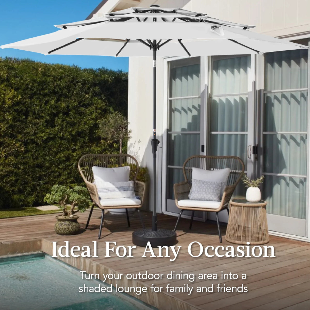 Best Choice Products 10ft 3-Tier Patio Umbrella, Market Sun Shade w/ Tilt Adjustment, Easy Crank - Red