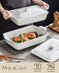 Large Ceramic Casserole Dish with Lid, 4.4 Quart Baking Pan for Oven, Microwave & Dishwasher