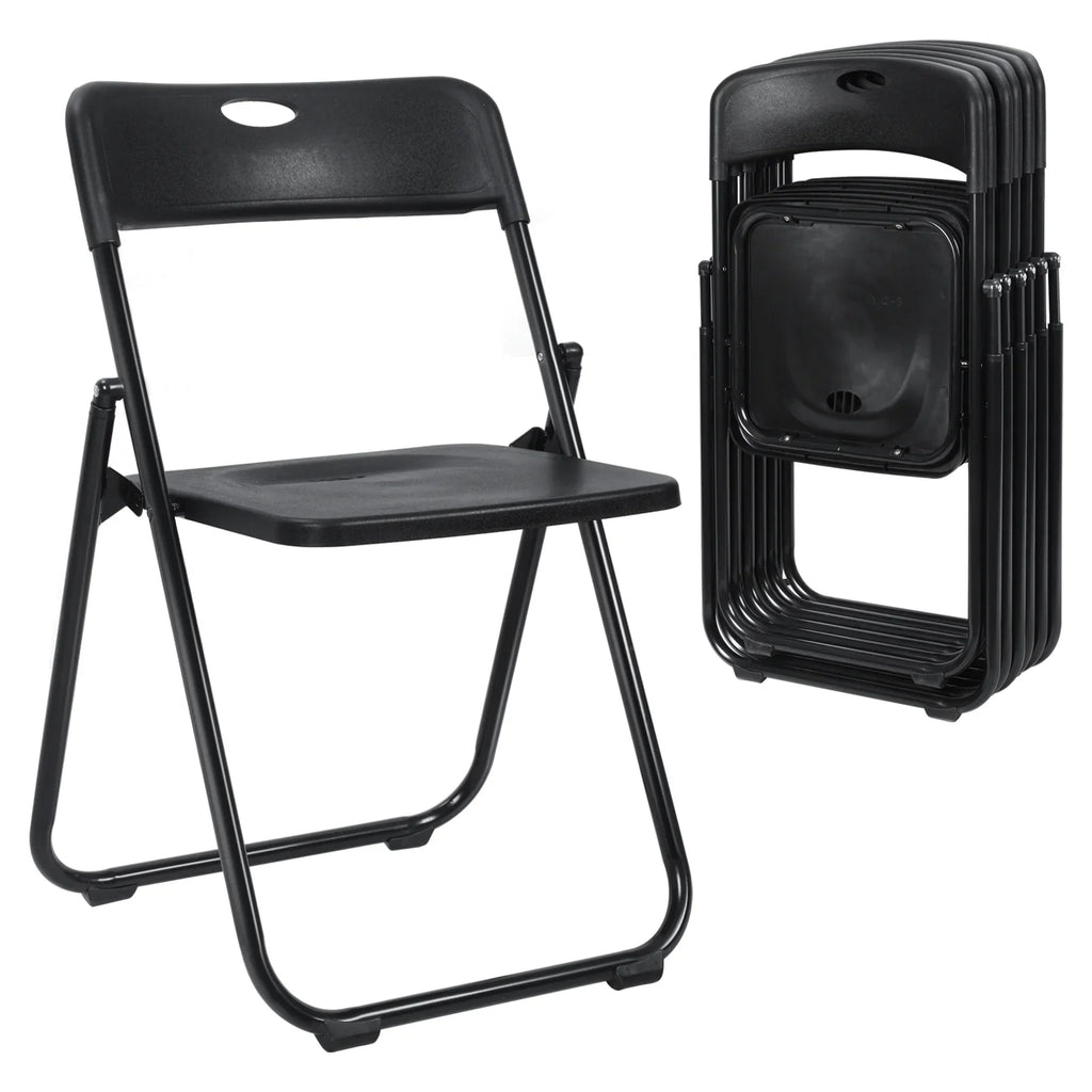 Anvazise Folding Chair 6Pcs/Set Folding Chairs, Staff Backpack Computer Chair, Basics Foldable Plastic Chair, Outdoor Portable Activity Chair, Black (Black)