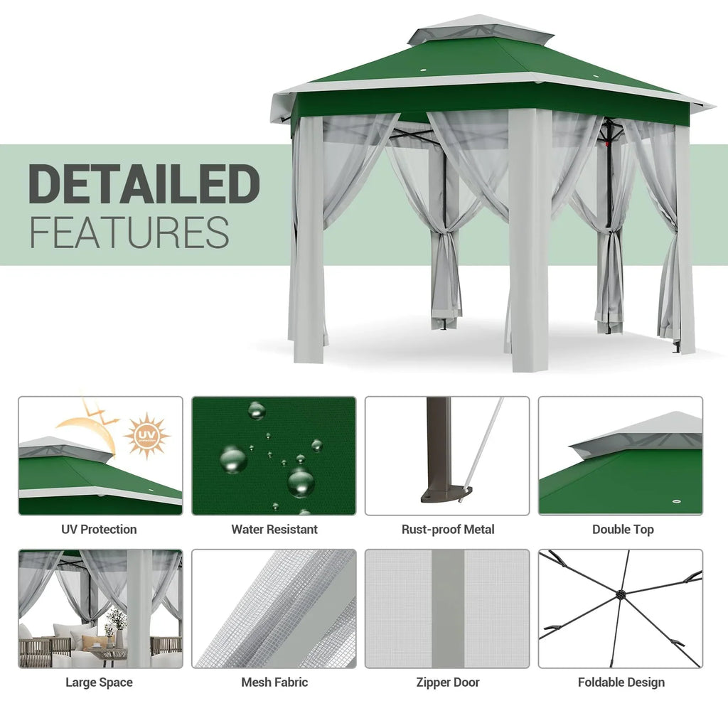 Accreate 13' X 13' Outdoor Patio Gazebo,Outdoor Canopy Tent with Mosquito Netting,Backyard Tent for Party, Wedding, Outdoor Dining, Patio, Backyard