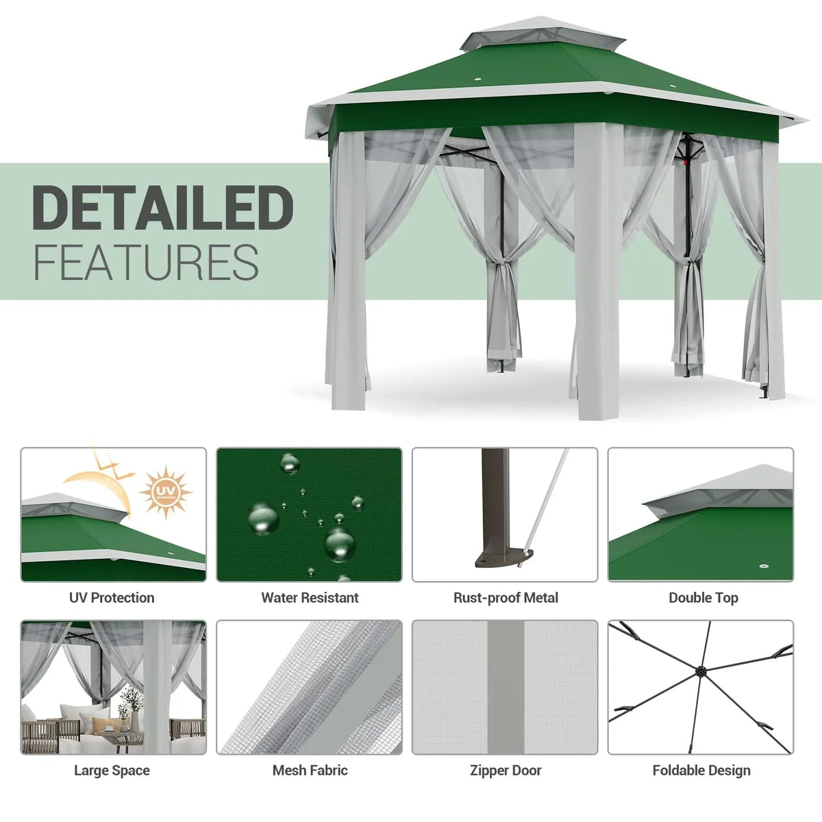 Accreate 13' X 13' Outdoor Patio Gazebo,Outdoor Canopy Tent with Mosquito Netting,Backyard Tent for Party, Wedding, Outdoor Dining, Patio, Backyard