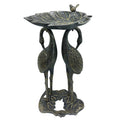 Oakland Living Corporation Cast Aluminum 30-in Twin Crane Bird Bath with Leaf Bowl Antique Pewter
