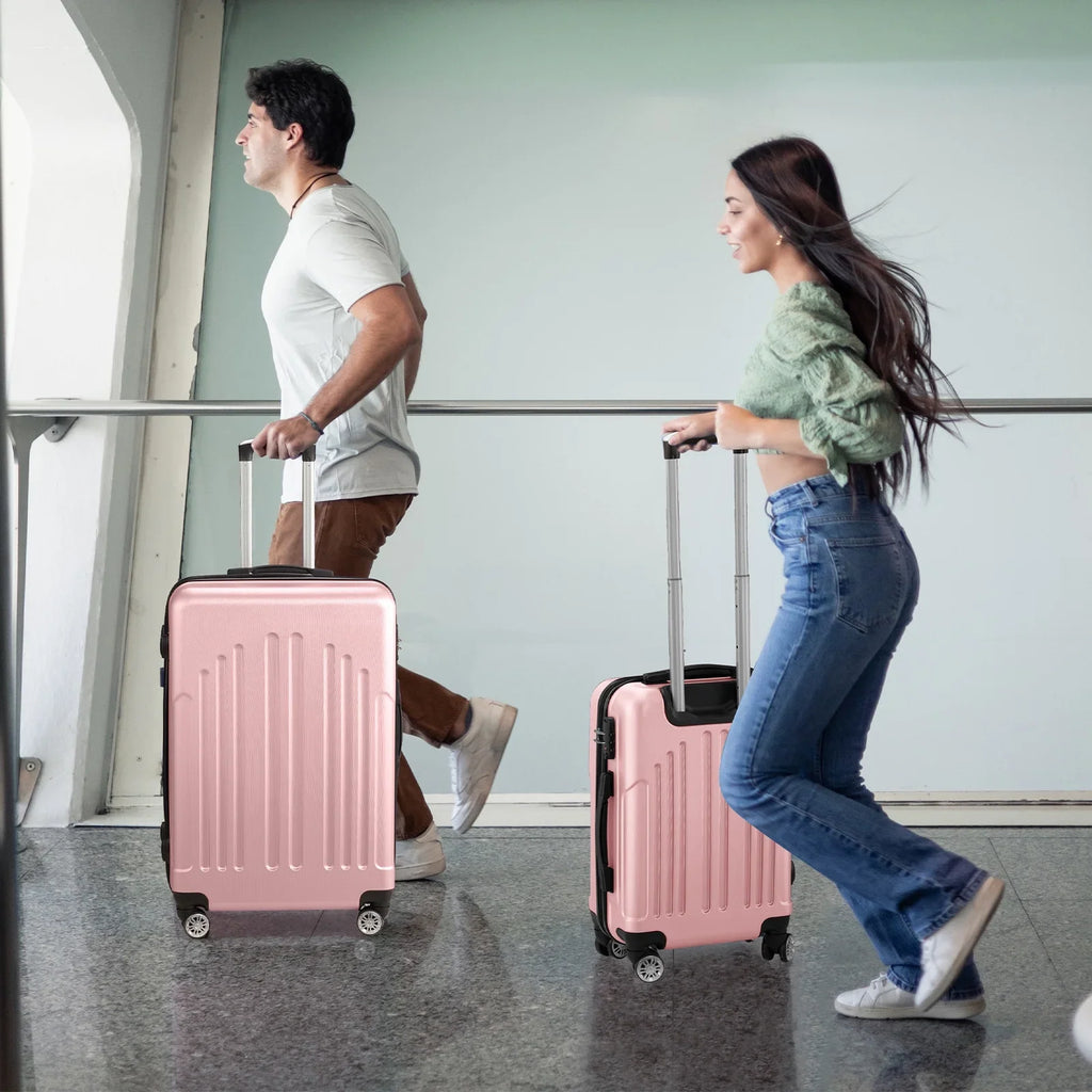 Red 3-Piece Hardshell Spinner Luggage Set (20in, 24in, 28in) - Large ABS Suitcase Set with 8 Wheels, Lightweight & Durable for Travel