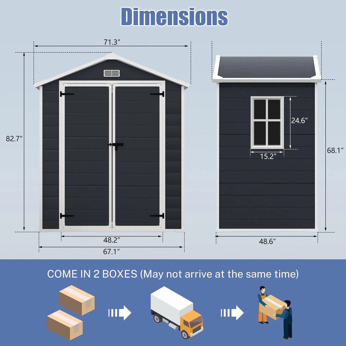 Syngar Outdoor Storage Shed with Lockable Doors, Dark Gray