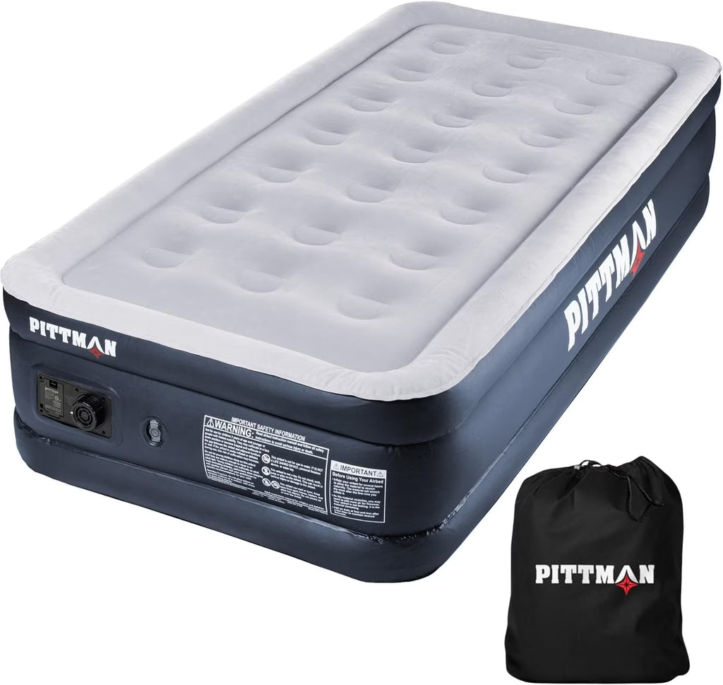 Pittman - Twin Air Mattress with Built-in Pump Raised 18" - Self Inflating Twin Air Bed