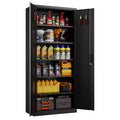 GAEANET 2 Door Metal Storage Cabinet with 5 Adjustable Shelves &Pegboard, 71" H"32" W"16" D Locking Steel Garage Cabinet, for Garage,Office,Home,Gym,School, File Cabinet,Assembly Required, Black