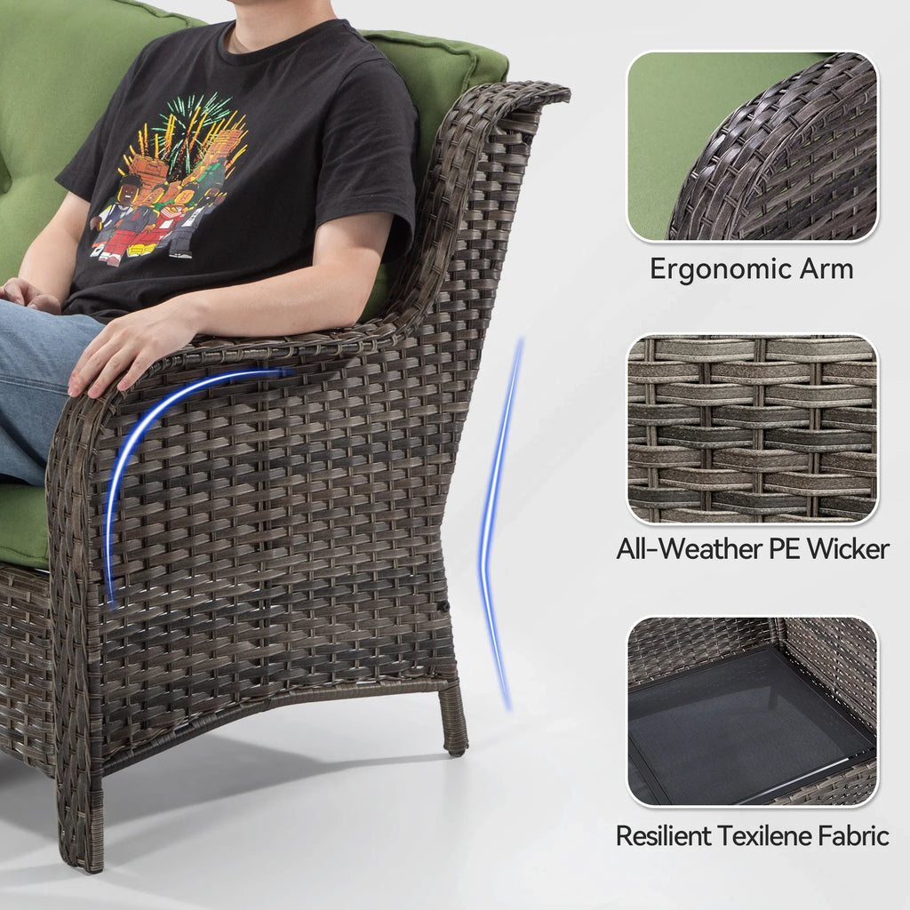 MeetLeisure 3 Pieces Outdoor Furniture Patio Furniture Set with One 3-Seat Sofa, Two ArmChairs, Navy
