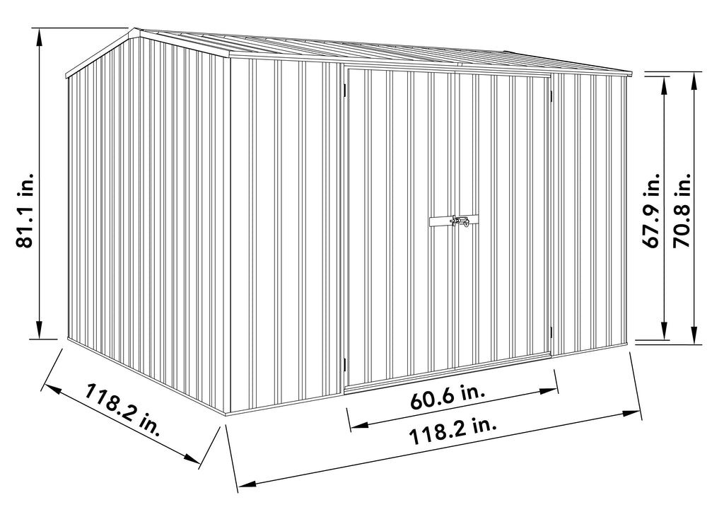 Absco Premier 10' x 10' Metal Storage Shed - Woodland Gray