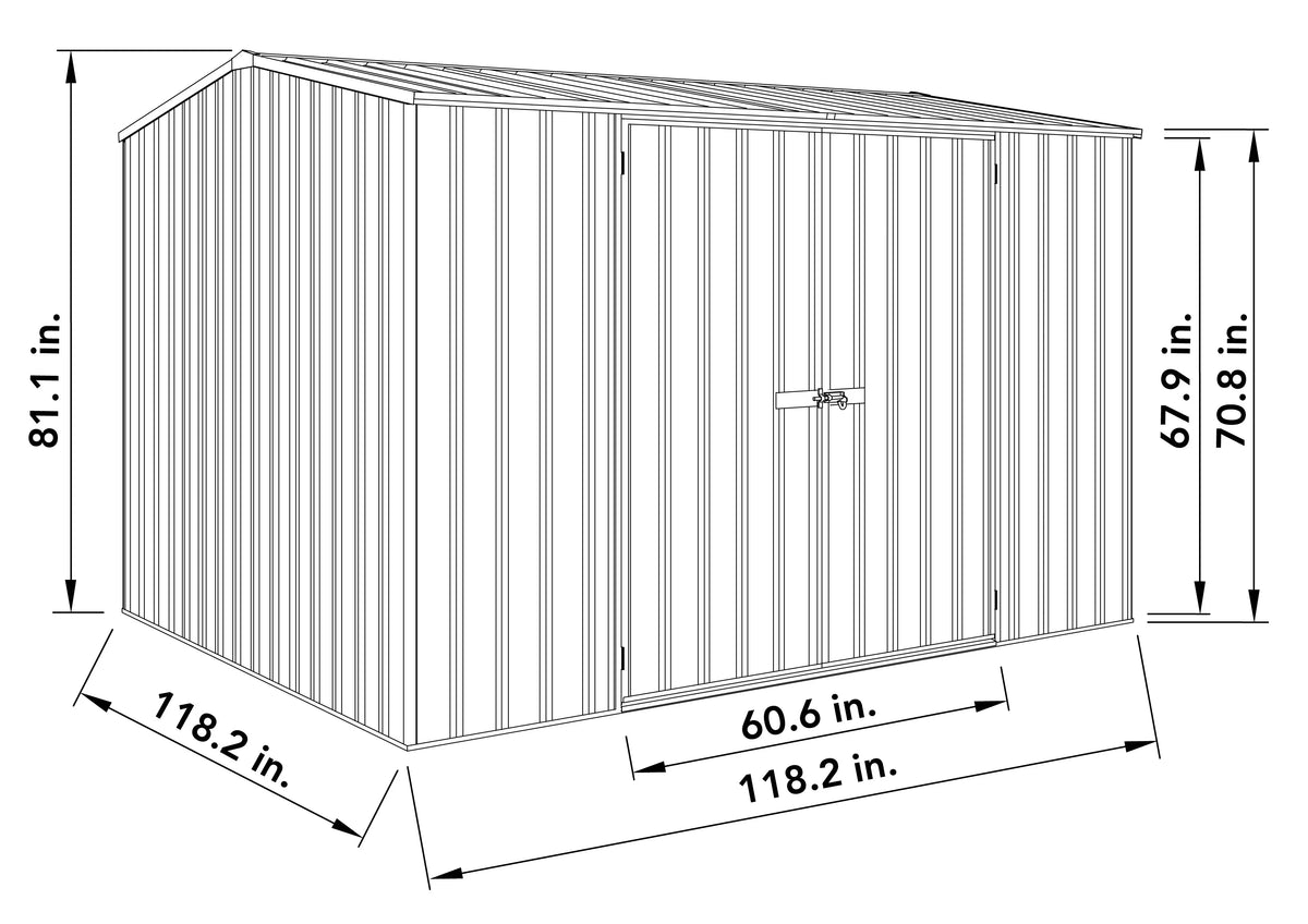 Absco Premier 10' x 10' Metal Storage Shed - Woodland Gray