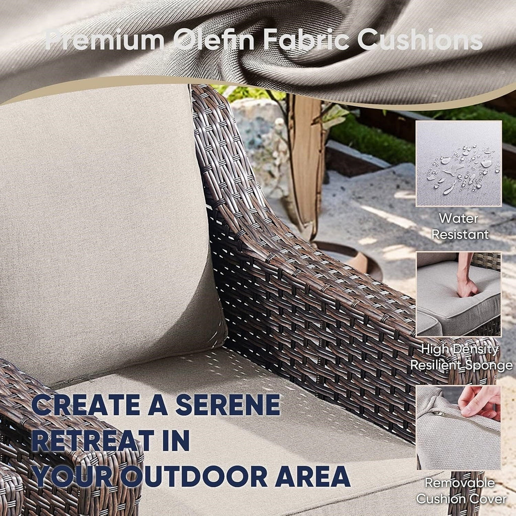 Bellefurn Outdoor Wicker Patio Chairs Set of 2 with Side Table,All-Weather Wicker Rattan Chairs Patio Furniture Chairs for Porch Balcony Backyard Yard Deck