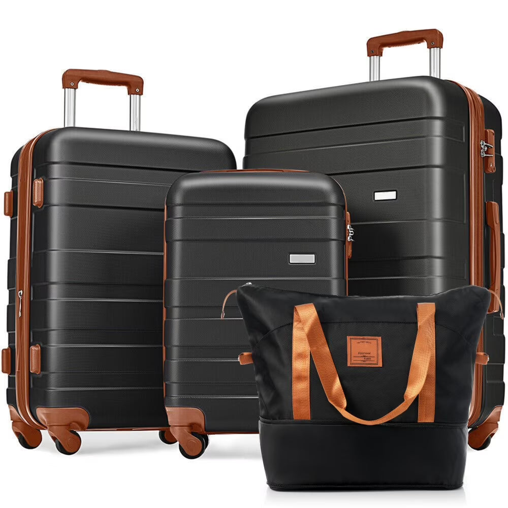 Luggage Sets 4 Piece, ABS Durable Suitcase with Travel Bag, Carry On Luggage Suitcase Set with 360" Spinner Wheels