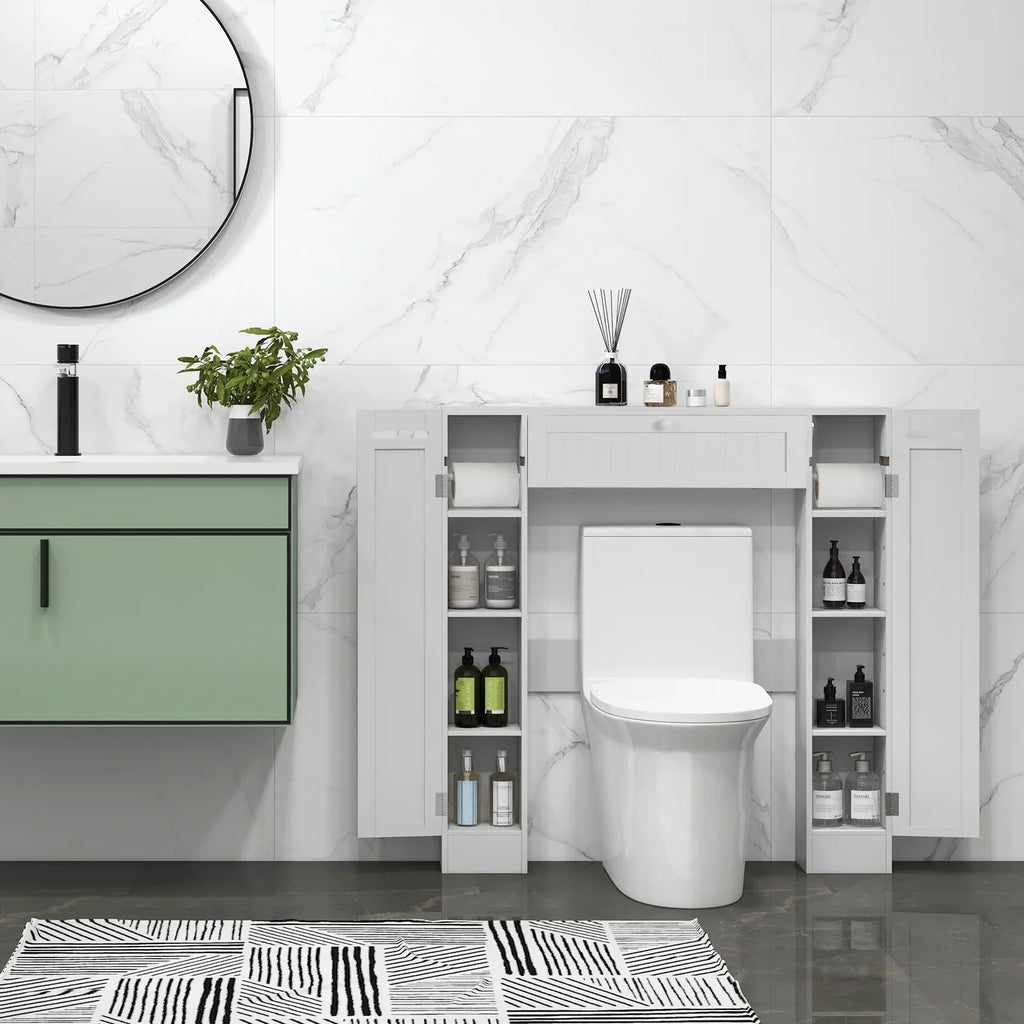 Topbuy Over The Toilet Storage Cabinet Bathroom Space Saver Organizer with Adjustable Shelves & Paper Holder