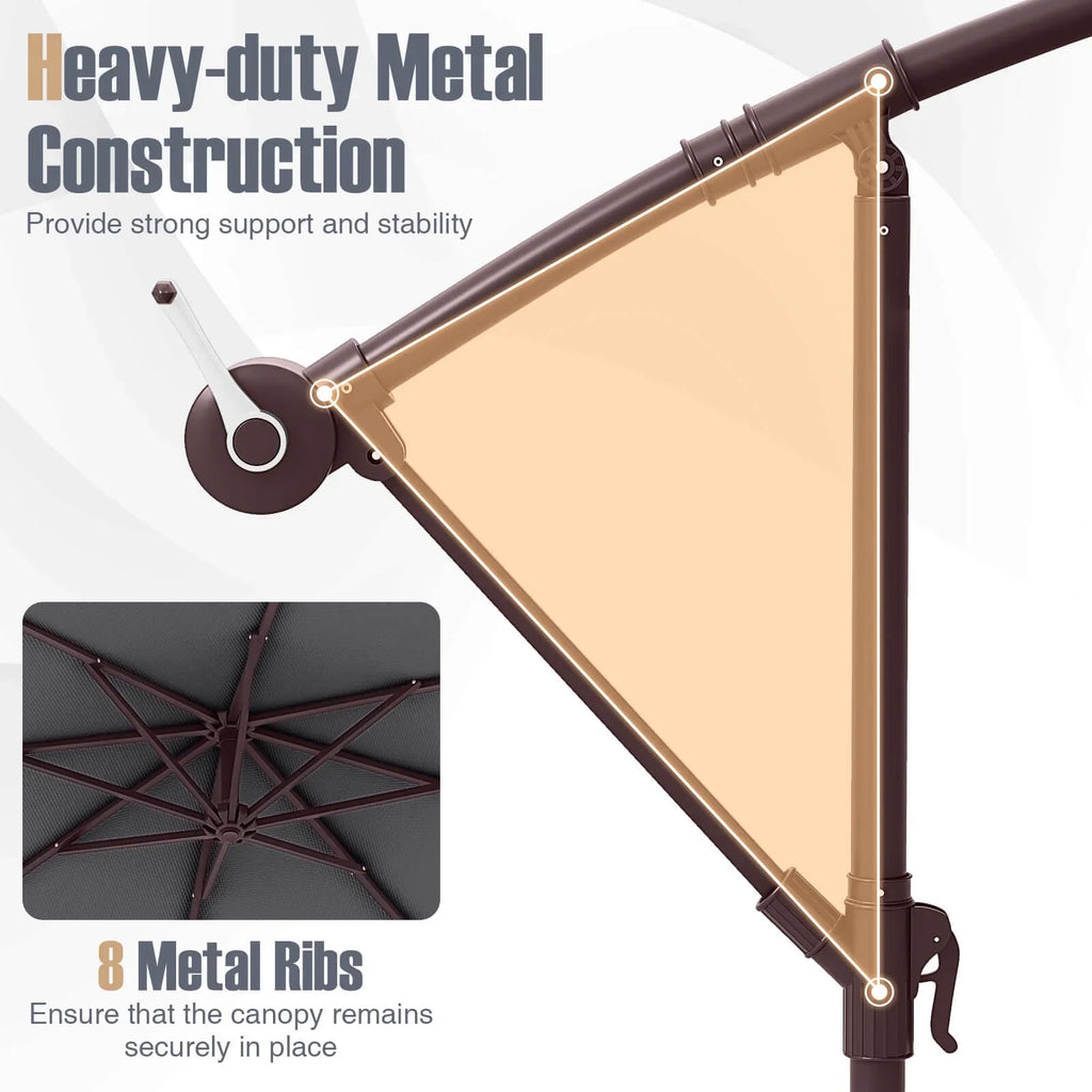 Costway 98.40" Navy Cantilever Patio Umbrella, Base-Included