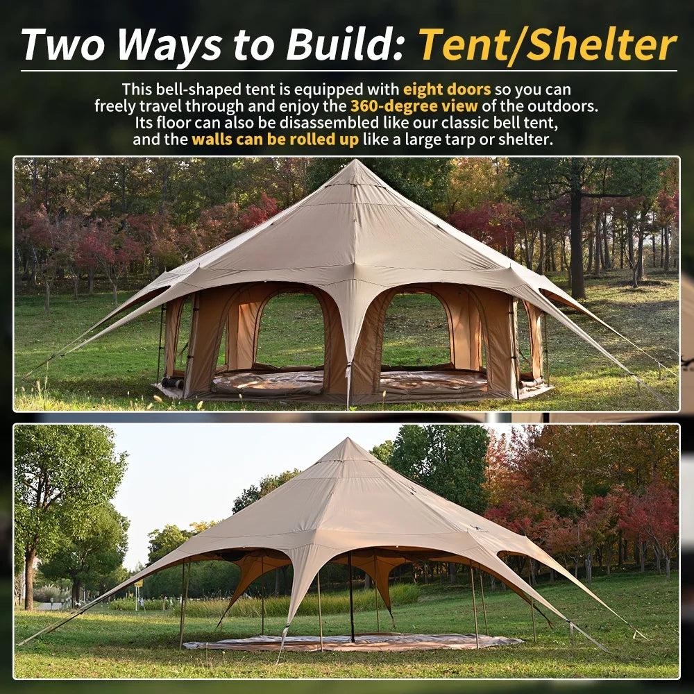 TOMOUNT Canvas Tent 8-Person Yurt Tent with Stove Jack Bell Tent for Camping Luxury Glamping Yurt Tent 16.4ft Dia