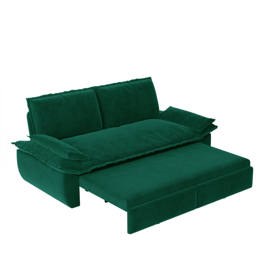 66" Queen Pull Out Sofa Bed, 3-in-1 Convertible Sleeper Sofa with Side Storage,Multi-Functional Velvet Loveseat Bed for Living Room,Bedroom