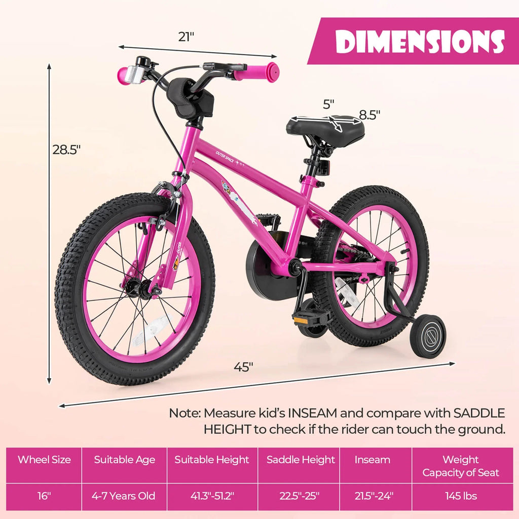 Costway 16-Inch Kid’s Bike for 4-7 Years Old with Adjustable Saddle & Anti-slip Handlebar Black