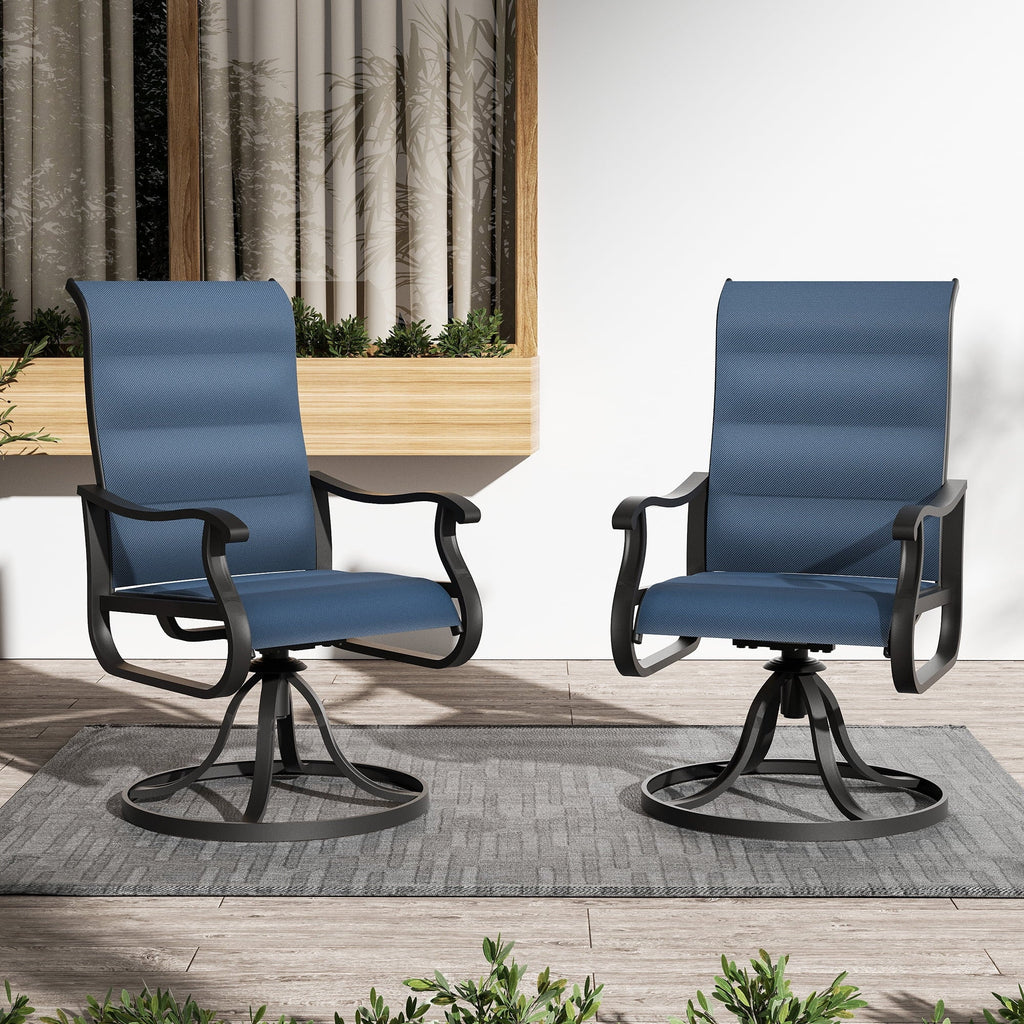 UDPATIO High Back Outdoor Dining Chairs Set of 2, All Weather Swivel Patio Chairs, Breathable Garden Outdoor Furniture for Backyard Deck
