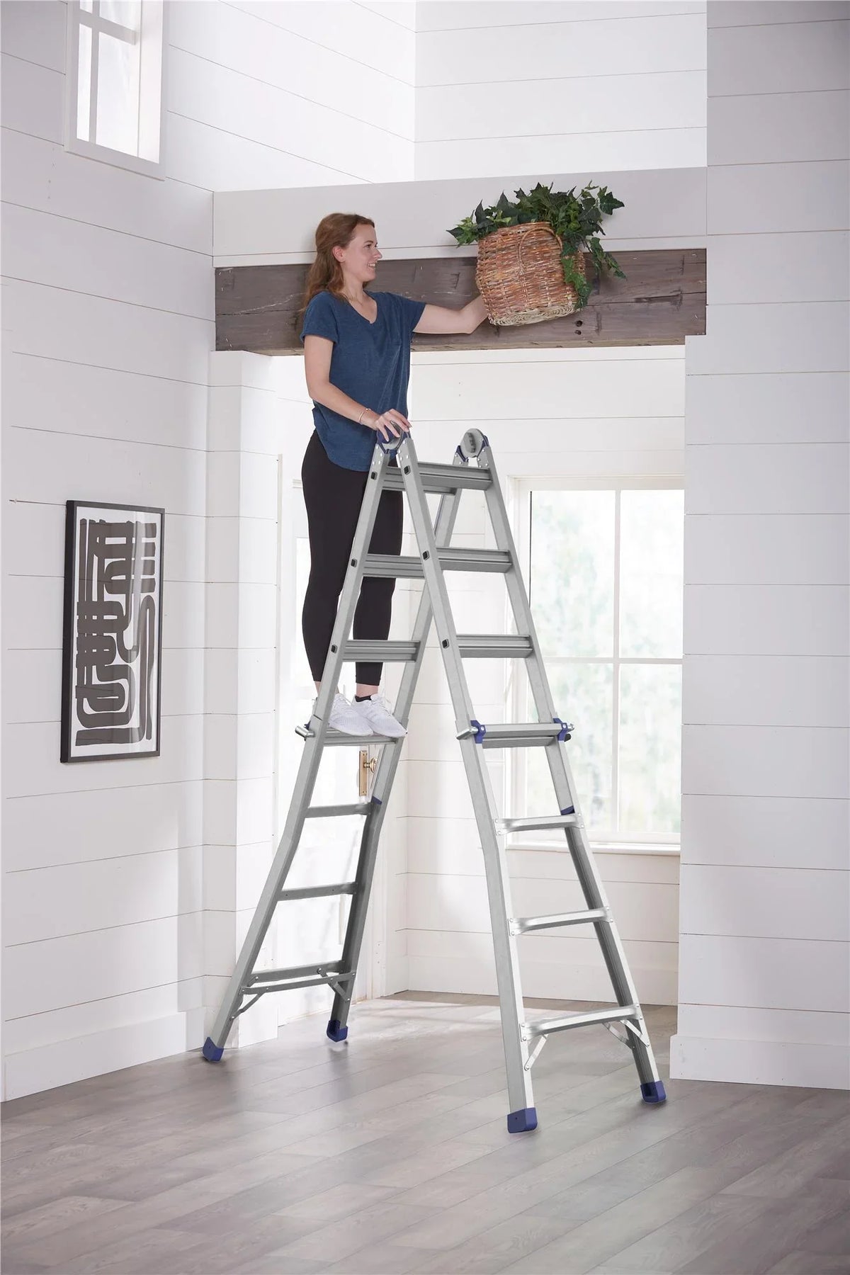COSCO 18ft Reach Height Aluminum Multi-Position Ladder,300 lb. Load Capacity Type IA Duty Rating