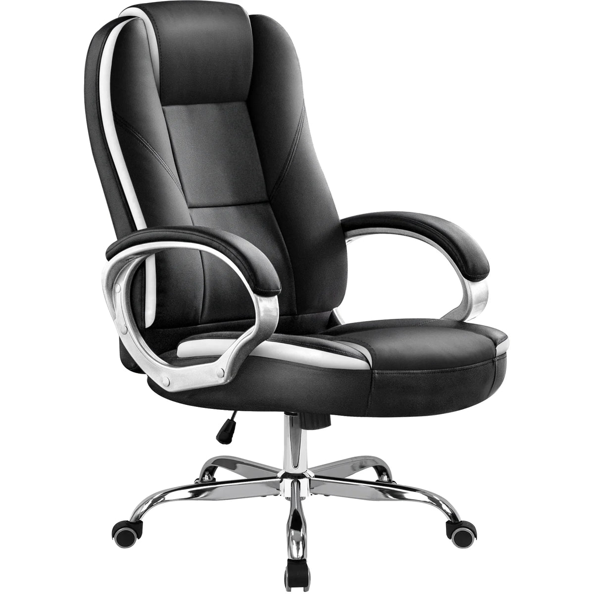 NEO CHAIR Home Office Chair, Heavy Duty Leather Office Chair, Ergonomic High Back Cushion Lumbar Back Support, Computer Desk Executive Chair for Work, 8 Hours Comfort, Jet Black
