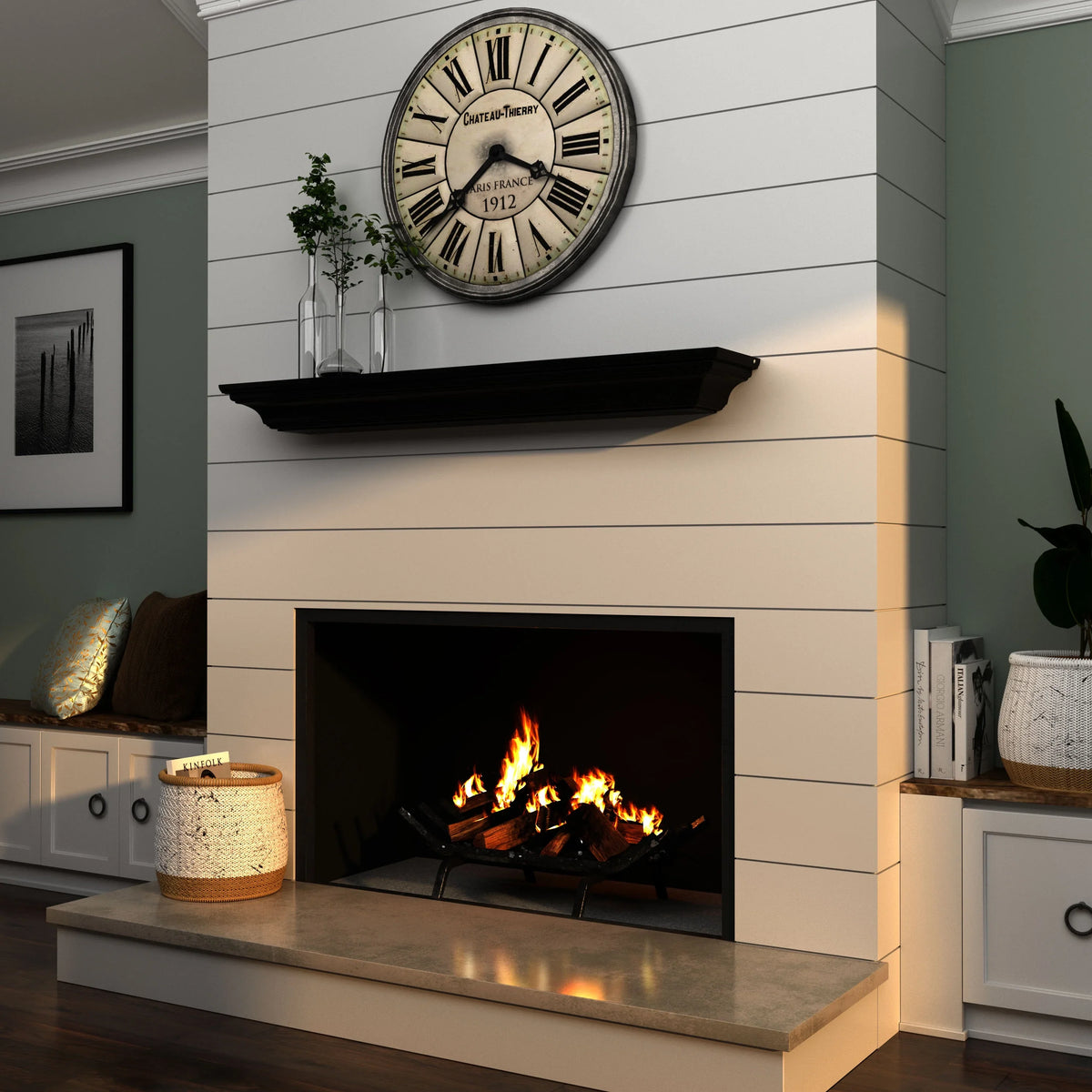 Clean, Sophisticated Premium White MDF Mantel Shelf, 48"L x 10"D x 5"H, Crisp White Paint