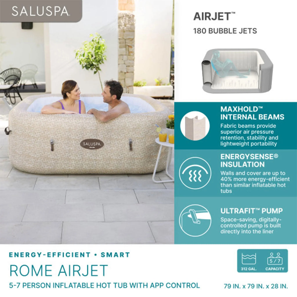 Bestway SaluSpa Hawaii Smart AirJet Inflatable Hot Tub w/ EnergySense Cover