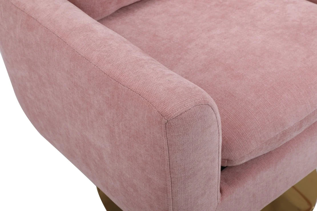 Swivel Accent Chair, Mid Century Modern 360 Degree Comfy Armchair with Wraparound Backrest, Linen Upholstered Single Sofa Chair for Living Room, Bedroom, Office, Orange