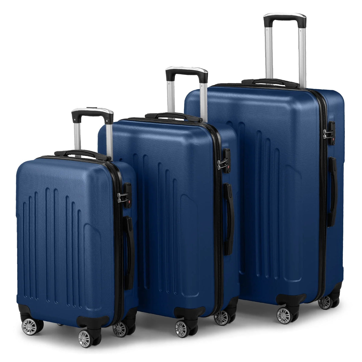 Red 3-Piece Hardshell Spinner Luggage Set (20in, 24in, 28in) - Large ABS Suitcase Set with 8 Wheels, Lightweight & Durable for Travel