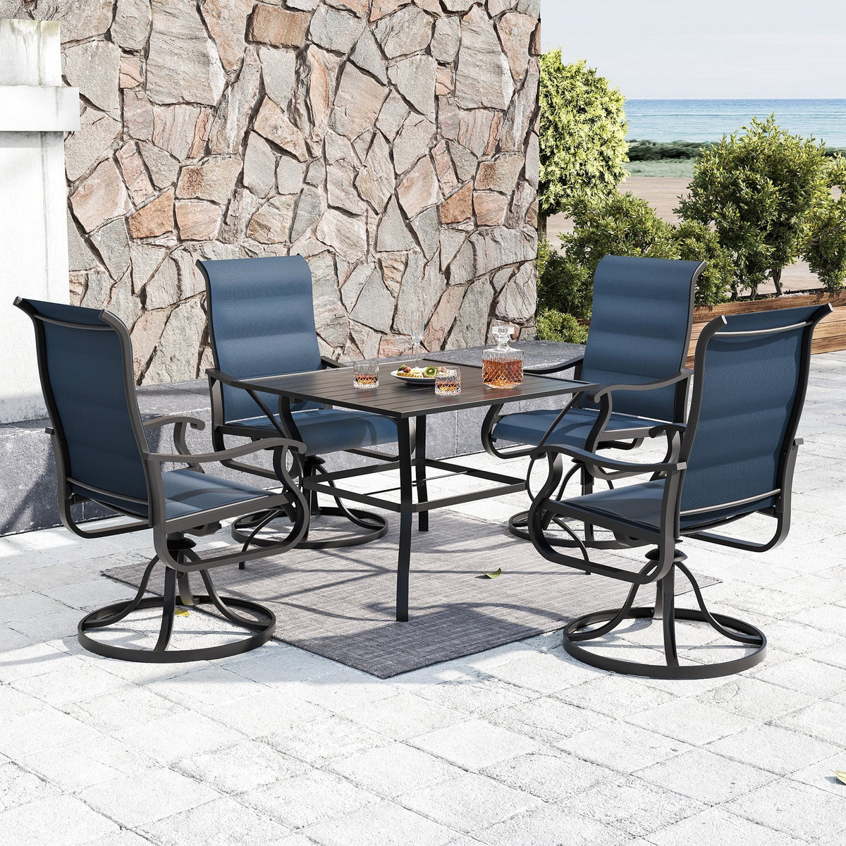 UDPATIO High Back Outdoor Dining Chairs Set of 2, All Weather Swivel Patio Chairs, Breathable Garden Outdoor Furniture for Backyard Deck
