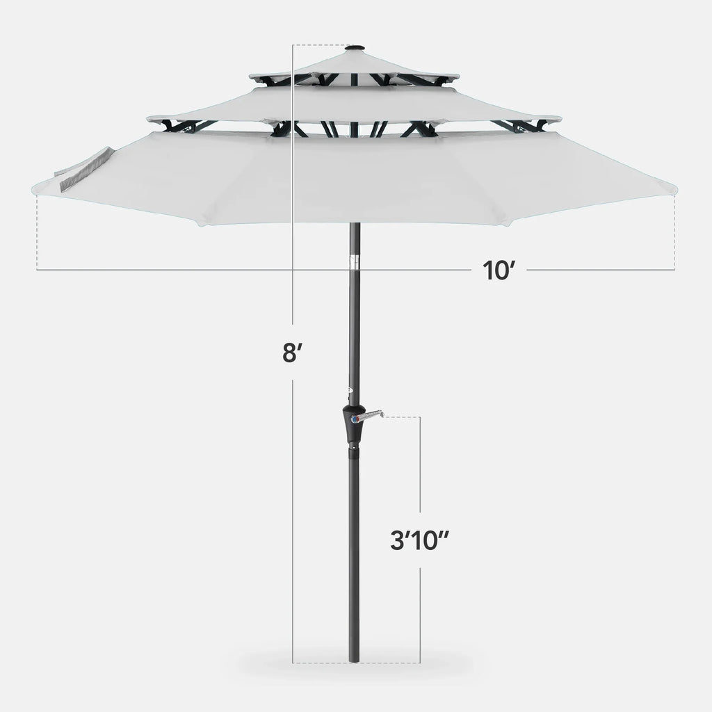 Best Choice Products 10ft 3-Tier Patio Umbrella, Market Sun Shade w/ Tilt Adjustment, Easy Crank - Red