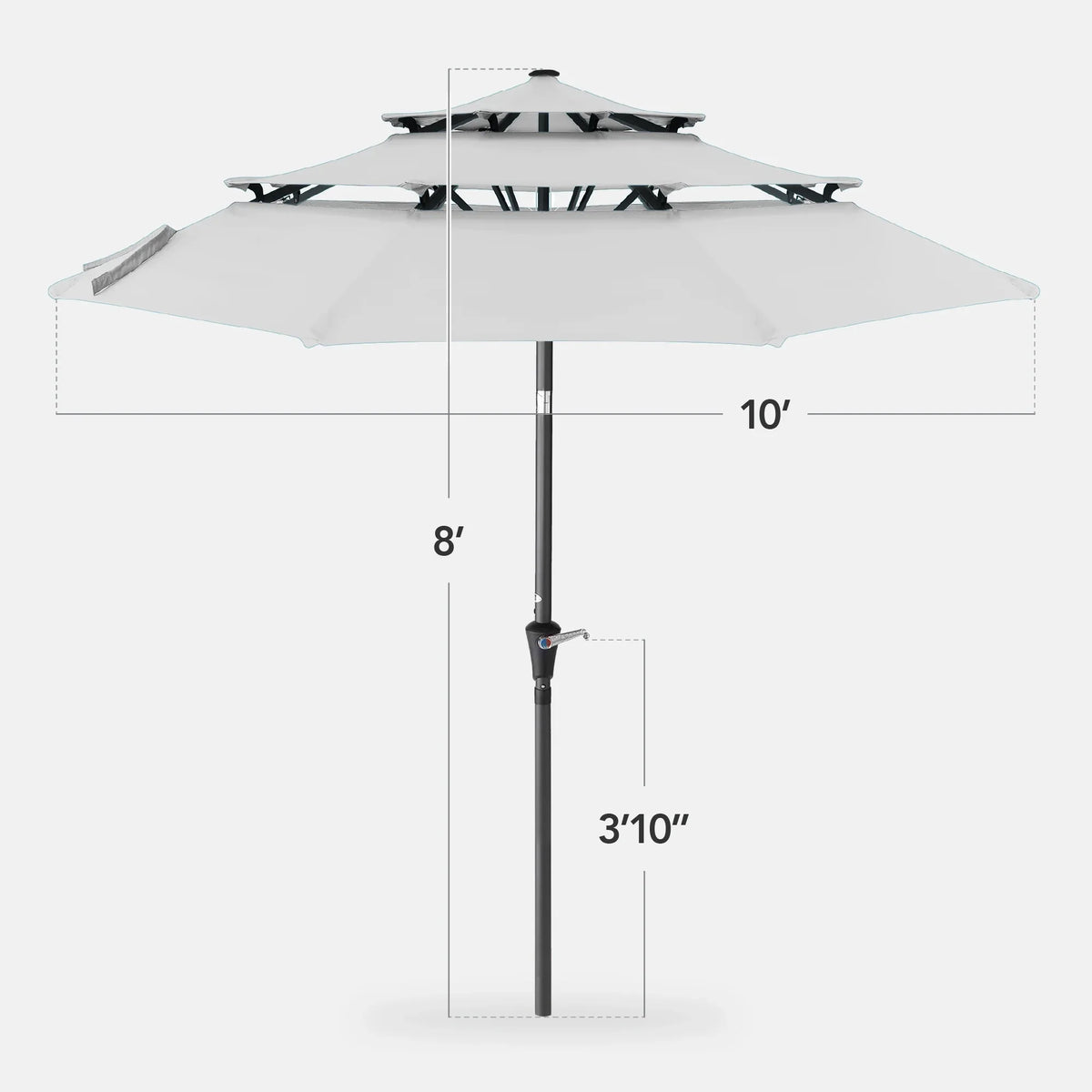 Best Choice Products 10ft 3-Tier Patio Umbrella, Market Sun Shade w/ Tilt Adjustment, Easy Crank - Red