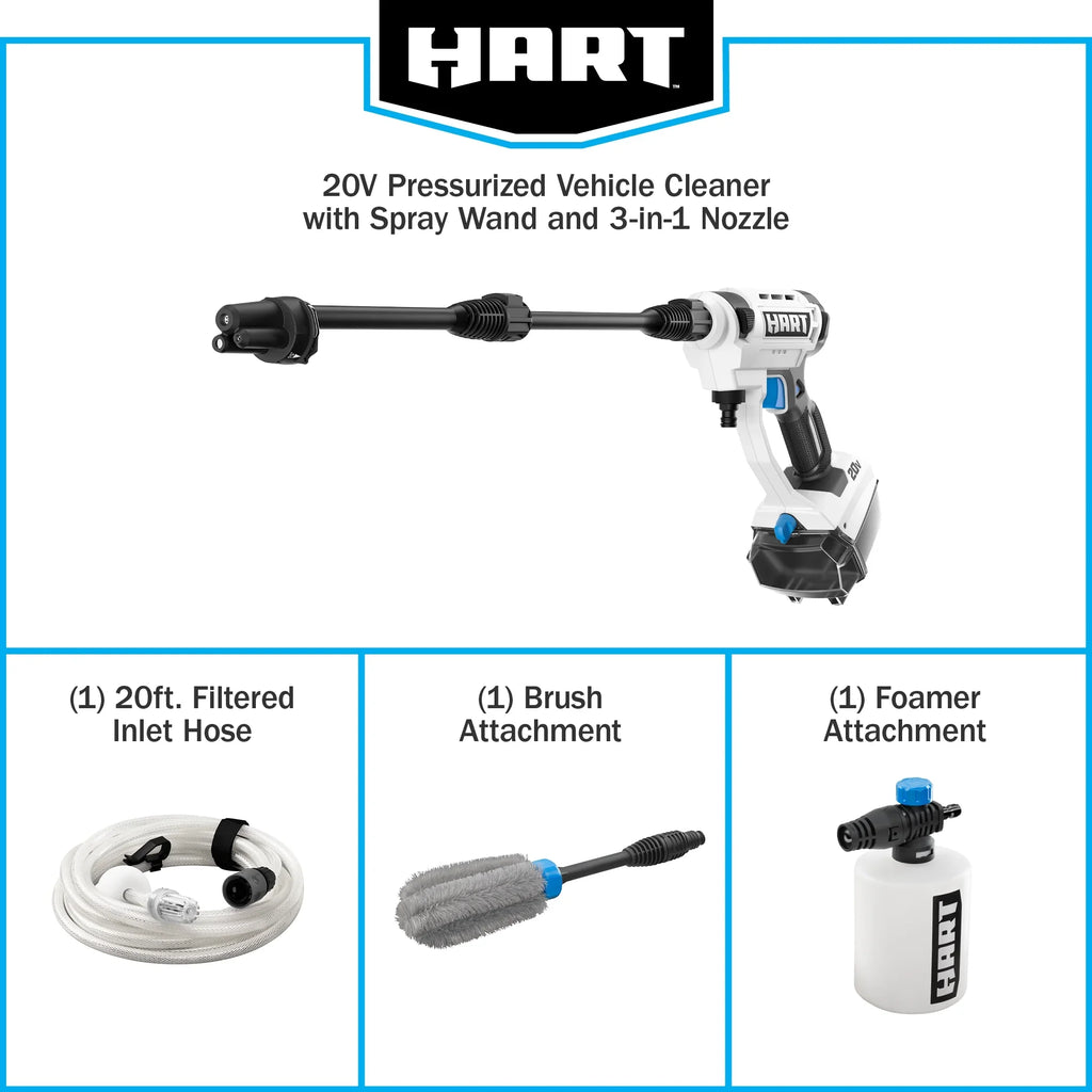 HART 20-Volt Cordless Vehicle Pressure Cleaner (Battery Not Included) Lightweight Portable Cleaner