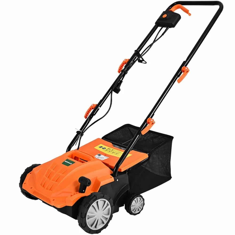 GVN 13 Inch 12 Amp Electric Scarifier with Collection Bag and Removable Blades-Orange